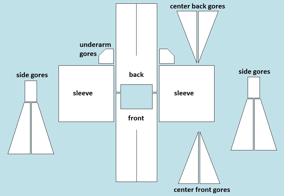 Shushanna's camicia / chemise piece layout