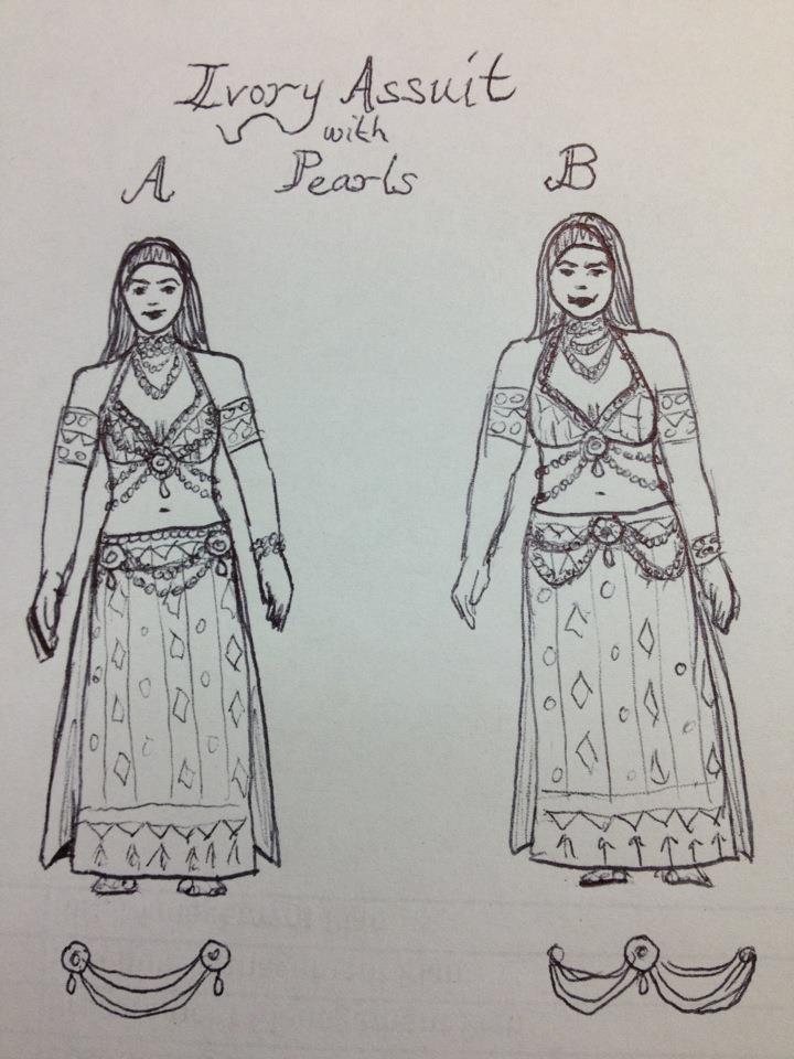 Sketches of Ivory Assuit Costume