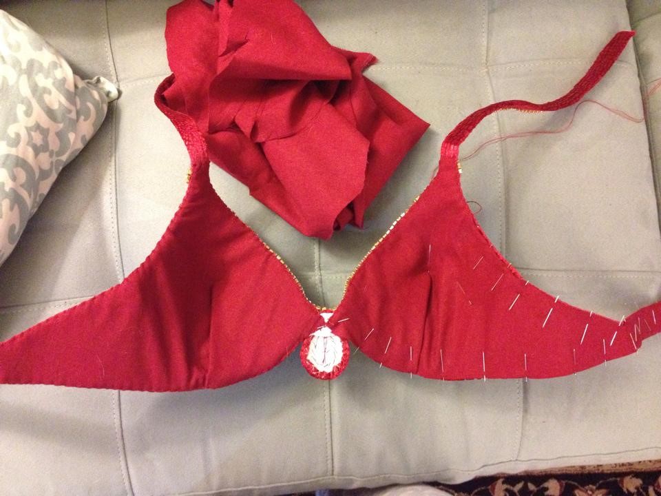 Ruby Bra Lining in Progress